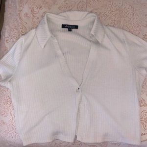 Mixed Threads White Collar Crop Top